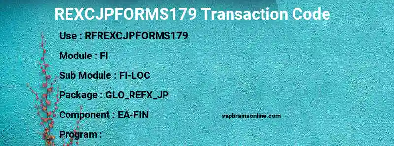 SAP REXCJPFORMS179 transaction code