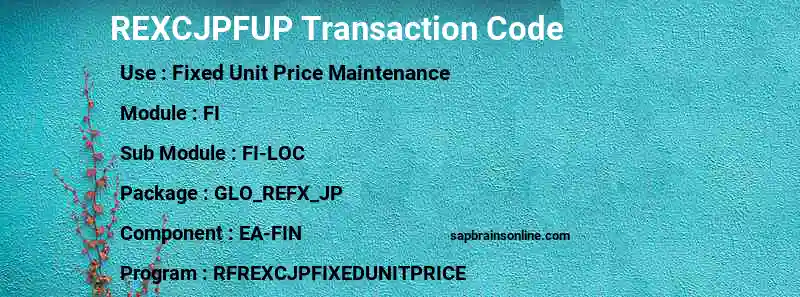 SAP REXCJPFUP transaction code