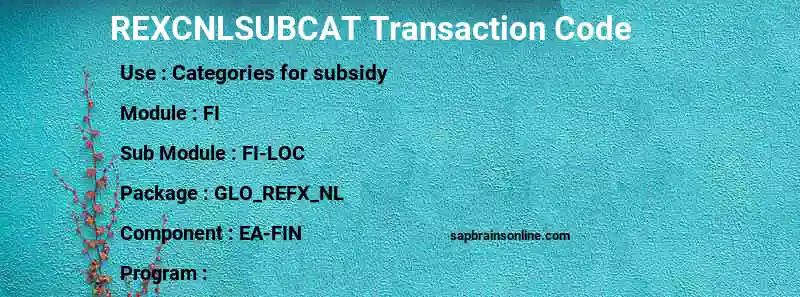 SAP REXCNLSUBCAT transaction code