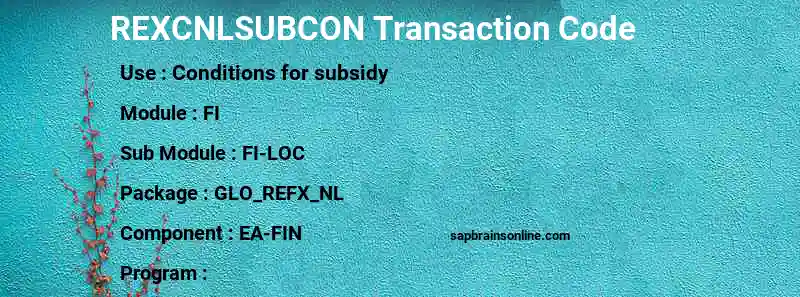 SAP REXCNLSUBCON transaction code