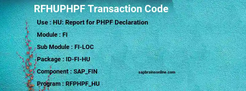 SAP RFHUPHPF transaction code