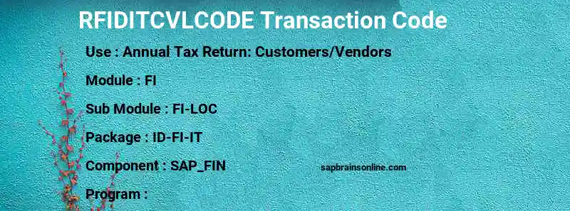SAP RFIDITCVLCODE transaction code