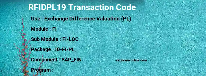 SAP RFIDPL19 transaction code