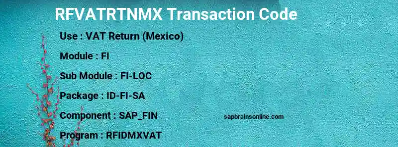 SAP RFVATRTNMX transaction code