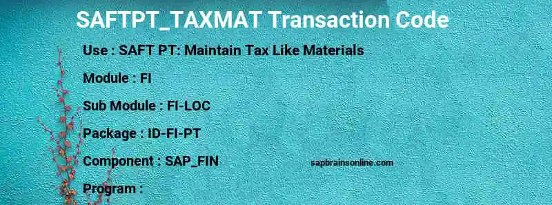 SAP SAFTPT_TAXMAT transaction code