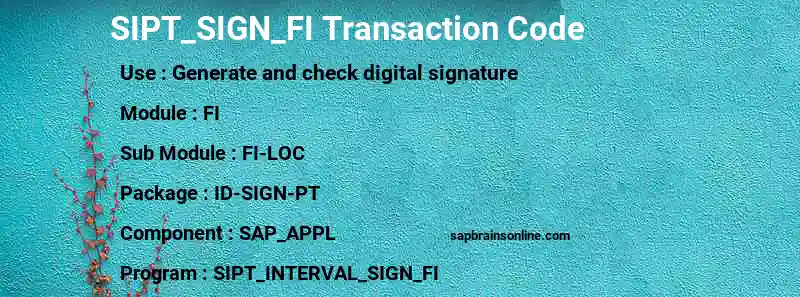 SAP SIPT_SIGN_FI transaction code