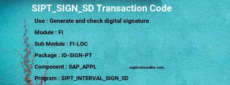 SAP SIPT_SIGN_SD transaction code