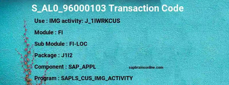 SAP S_AL0_96000103 transaction code