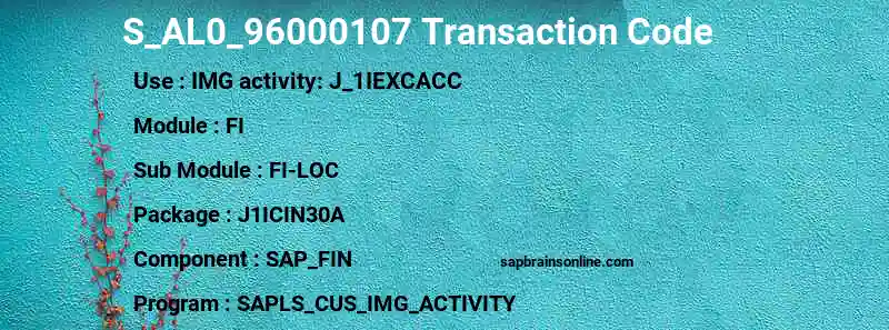 SAP S_AL0_96000107 transaction code