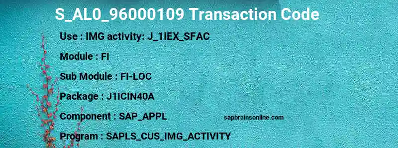 SAP S_AL0_96000109 transaction code