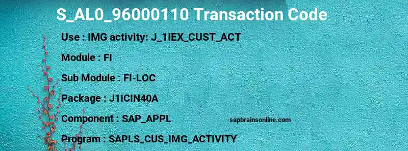SAP S_AL0_96000110 transaction code