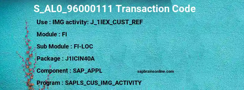 SAP S_AL0_96000111 transaction code