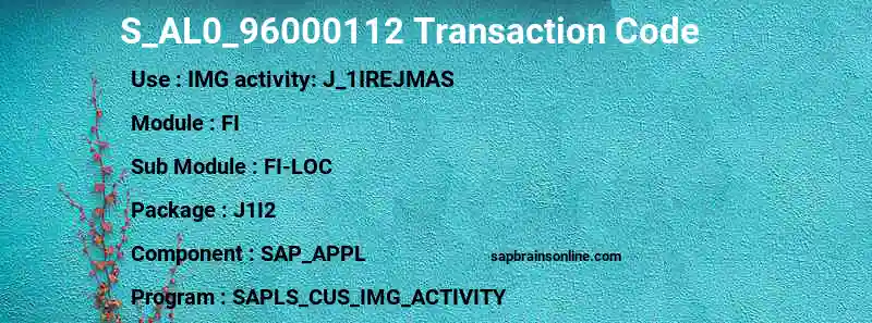 SAP S_AL0_96000112 transaction code
