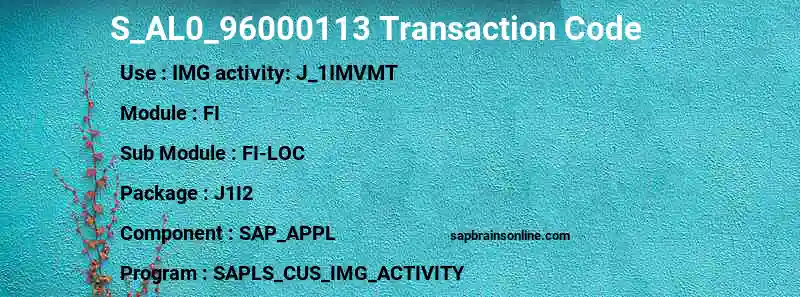 SAP S_AL0_96000113 transaction code