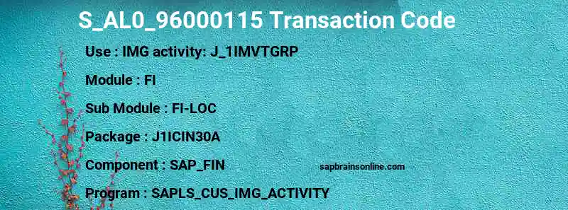 SAP S_AL0_96000115 transaction code