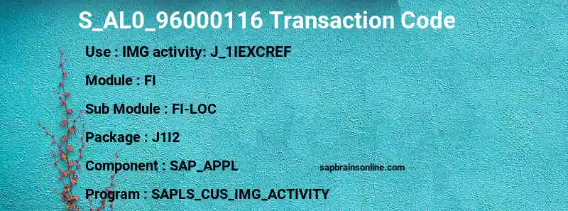 SAP S_AL0_96000116 transaction code