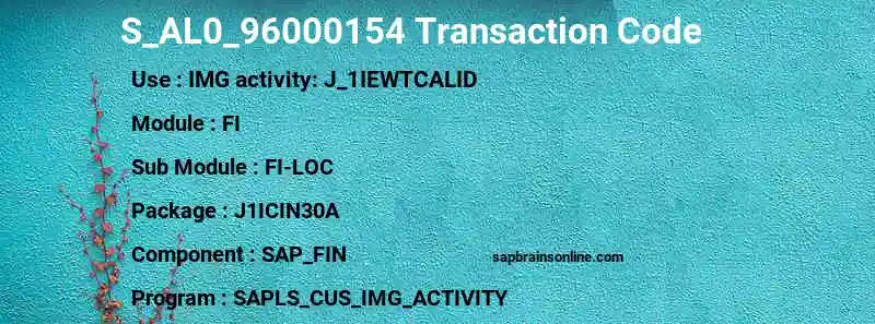 SAP S_AL0_96000154 transaction code