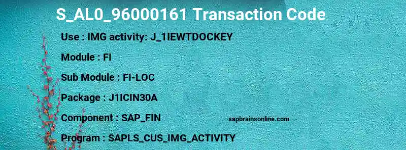 SAP S_AL0_96000161 transaction code
