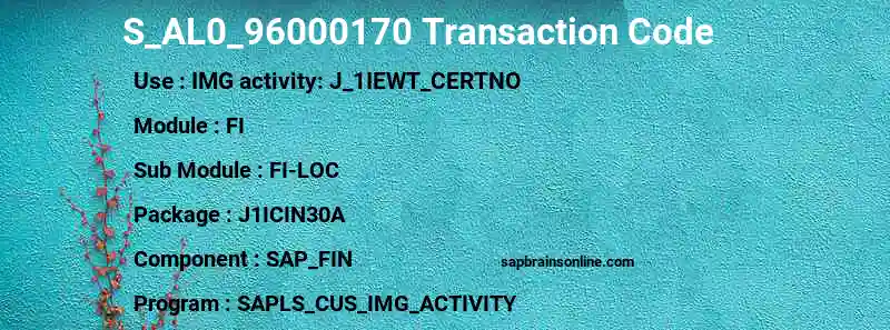 SAP S_AL0_96000170 transaction code