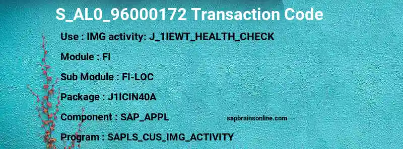 SAP S_AL0_96000172 transaction code