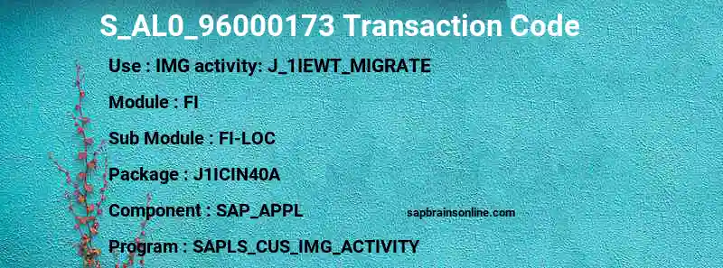 SAP S_AL0_96000173 transaction code