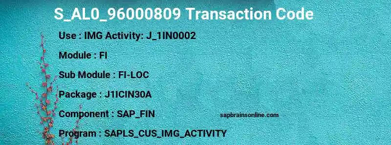 SAP S_AL0_96000809 transaction code