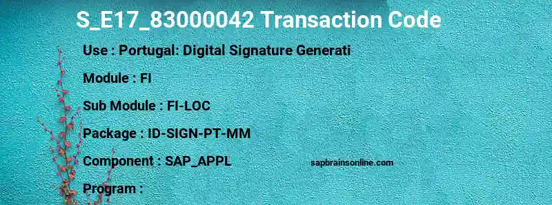 SAP S_E17_83000042 transaction code