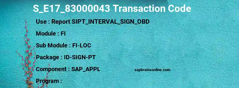 SAP S_E17_83000043 transaction code