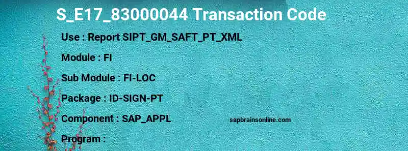 SAP S_E17_83000044 transaction code