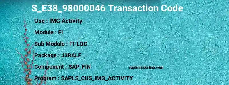 SAP S_E38_98000046 transaction code