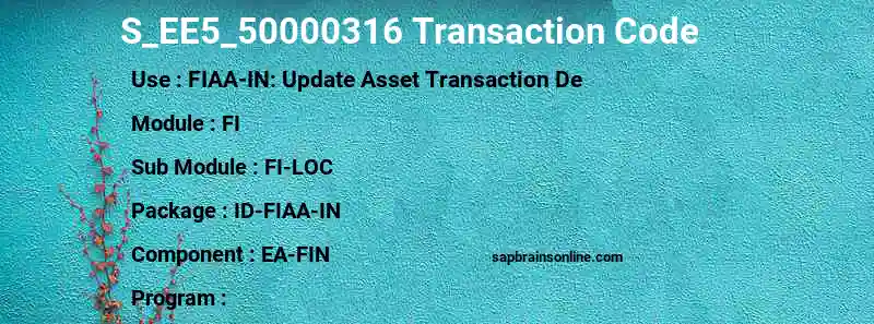 SAP S_EE5_50000316 transaction code