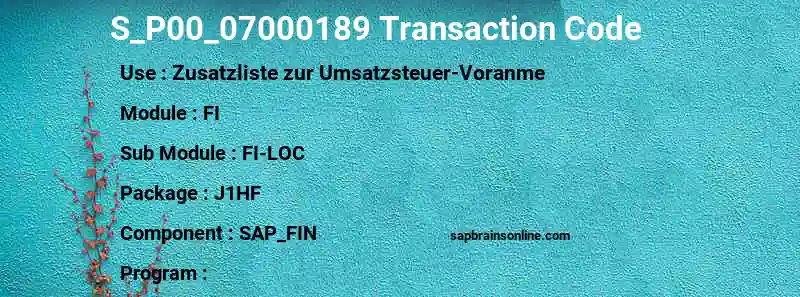 SAP S_P00_07000189 transaction code