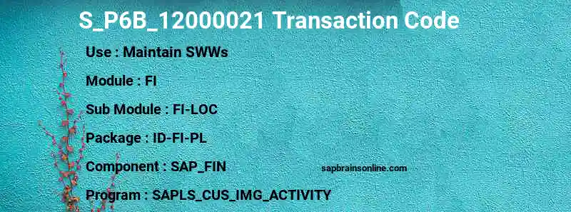 SAP S_P6B_12000021 transaction code