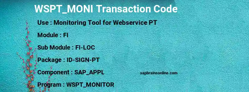 SAP WSPT_MONI transaction code