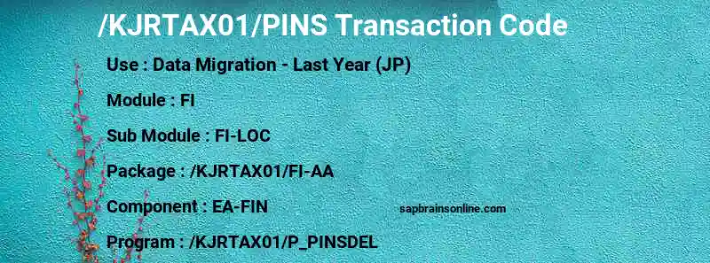 SAP /KJRTAX01/PINS transaction code