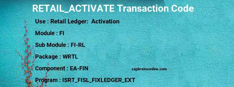 SAP RETAIL_ACTIVATE transaction code