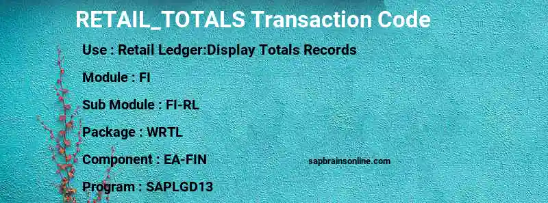 SAP RETAIL_TOTALS transaction code