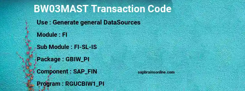 SAP BW03MAST transaction code
