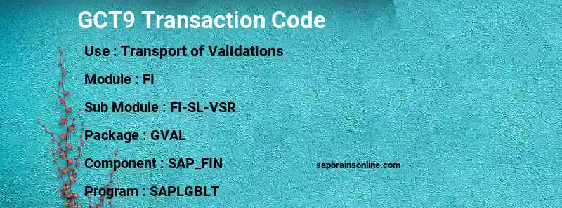 SAP GCT9 transaction code
