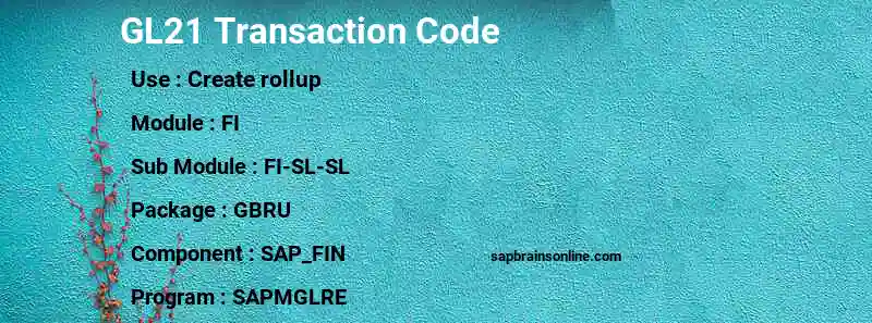 SAP GL21 transaction code