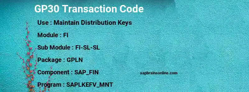 SAP GP30 transaction code