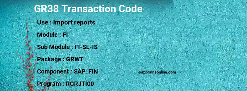 SAP GR38 transaction code