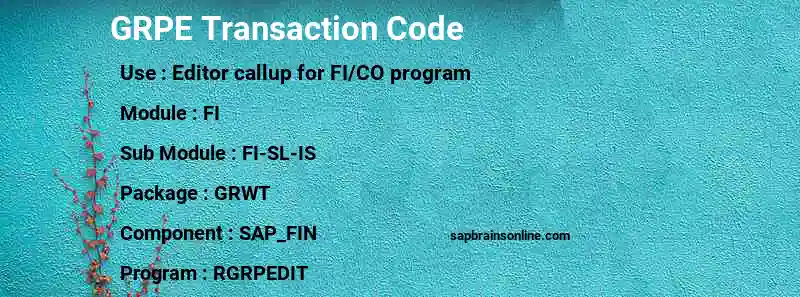 SAP GRPE transaction code