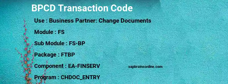 SAP BPCD transaction code