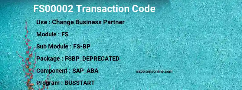 SAP FS00002 transaction code