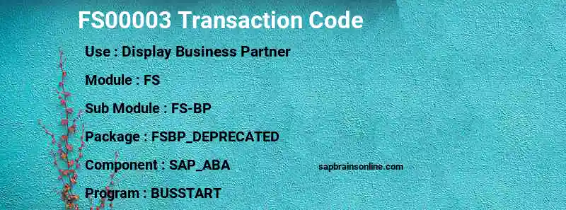 SAP FS00003 transaction code