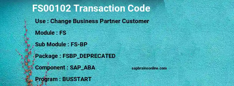 SAP FS00102 transaction code