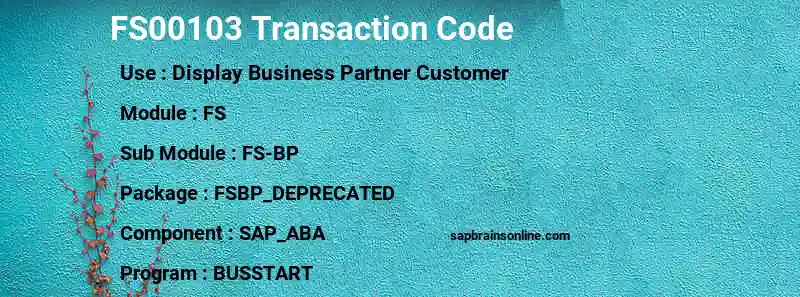 SAP FS00103 transaction code