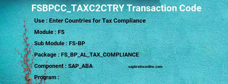 SAP FSBPCC_TAXC2CTRY transaction code