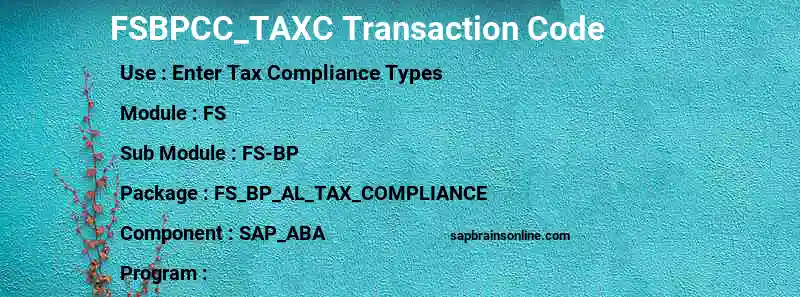 SAP FSBPCC_TAXC transaction code